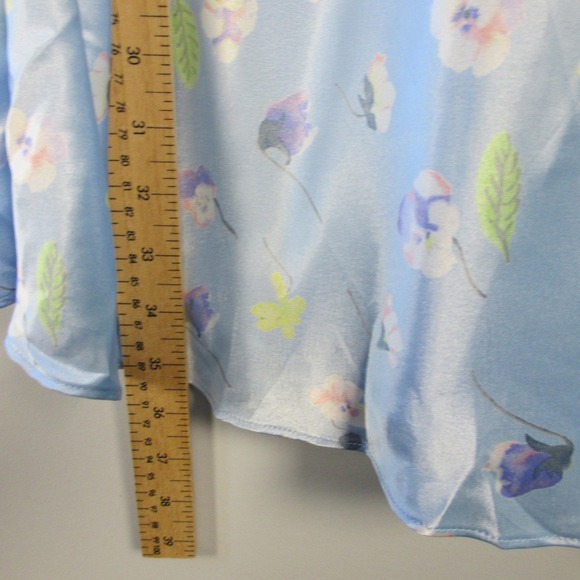 Morgan Taylor Intimates Slip Dress L Blue Satin Lace Trim Floral Lingerie 92 - Picture 7 of 10